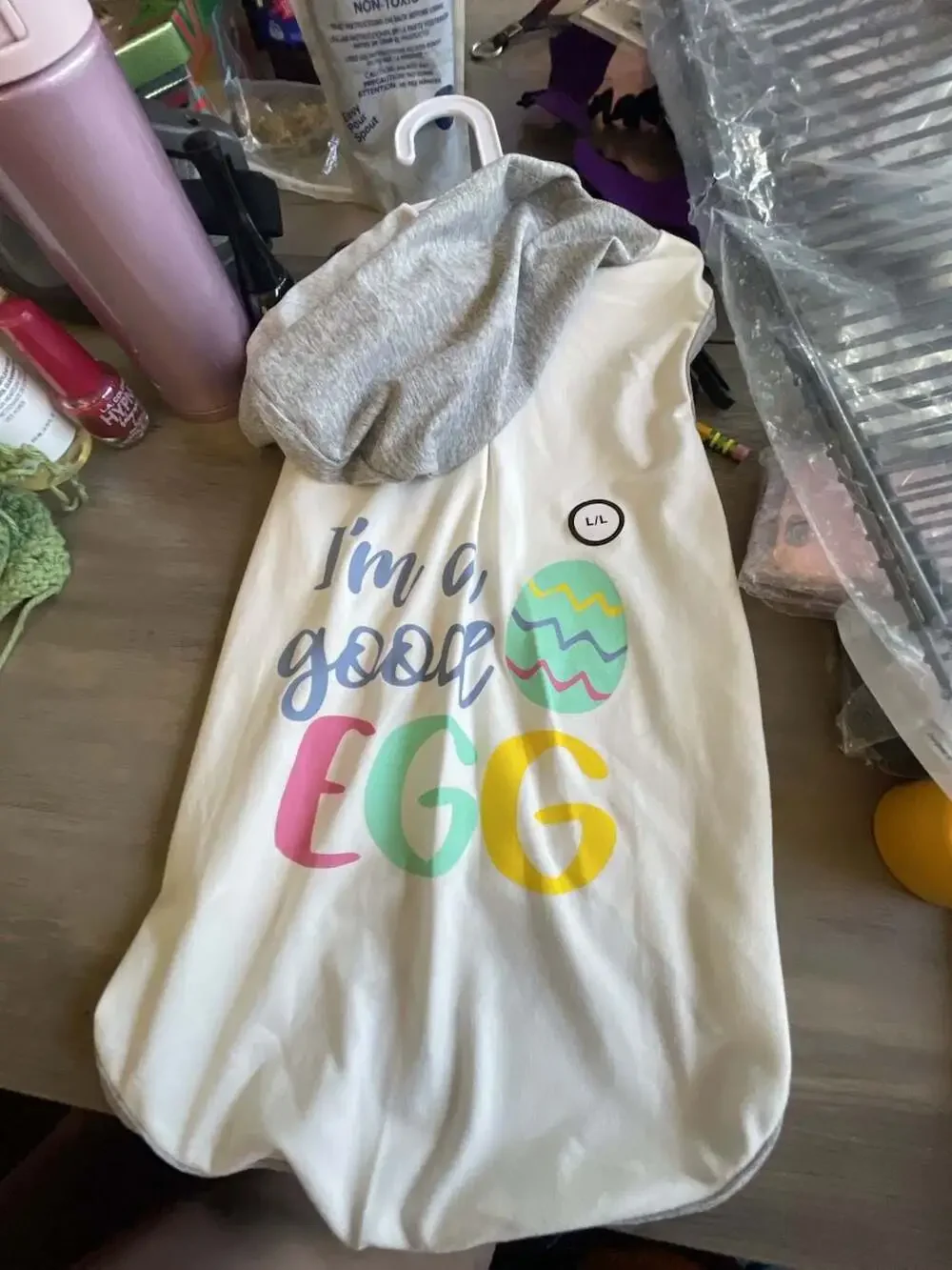 Dog Cat Pet Easter T-Shirt Hoodie I'm a Good Egg Size L/L